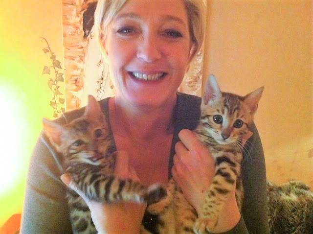 Marine Le Pen with Bengal cats
