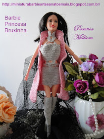 Barbie Princesa Bruxinha  com casaco de crochê por Pecunia Milliom