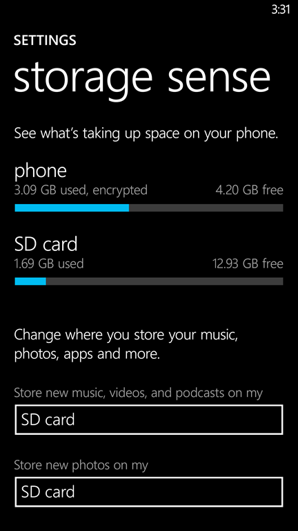 Windows Phone 8.1 Wi-Fi, Data and Storage Sense, Battery Saver 4