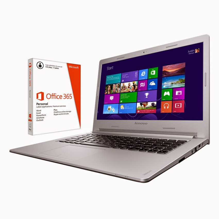 Lenovo S410 5942-6368 14'' Intel i3 4G DDR3 RAM 500GB SATA HDD Laptop White with Microsoft Office 365 Personal 1 Year