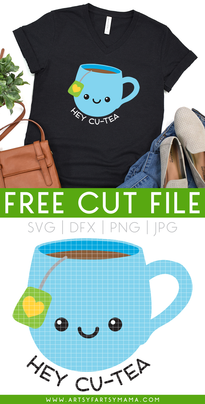 Free "Hey Cu-Tea" SVG Cut File