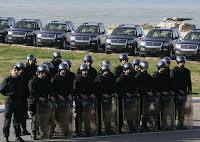 Lebanese Internal Security Forces (ISF) cadets show off INL-provided civil disorder management equipment. [Photo courtesy U.S. Embassy Beirut, Lebanon]