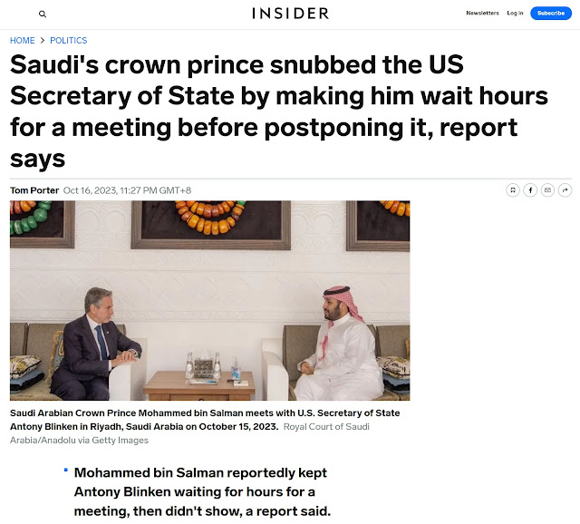 Insider: Saudi's Crown Prince snubbed the US Secretary of State by making him wait Hours for a Meeting before postponing it, Report says