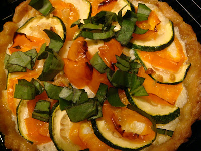 Zucchini, tomato, and ricotta tarts