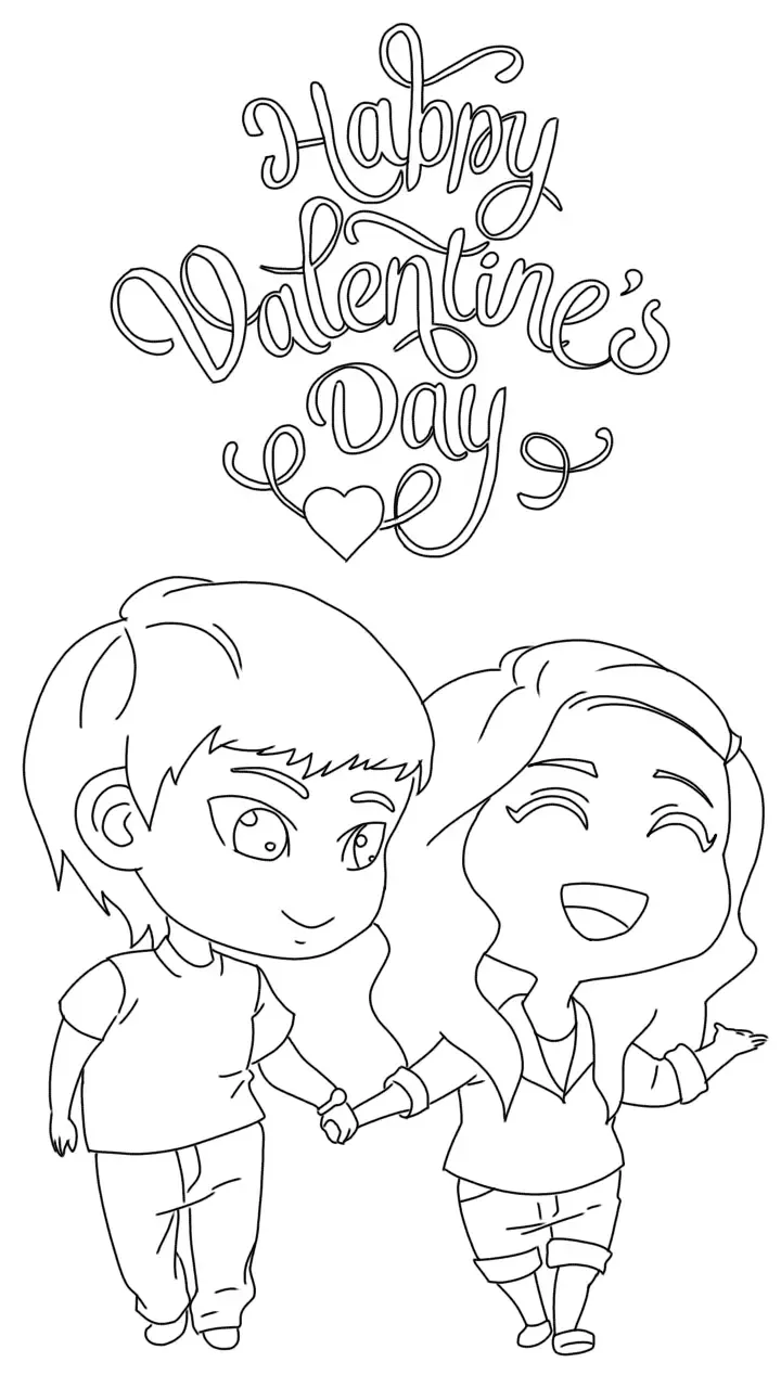 Chibi Valentine's day Coloring Page