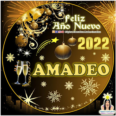 Nombre AMADEO por Año Nuevo 2022 - Cartelito hombre