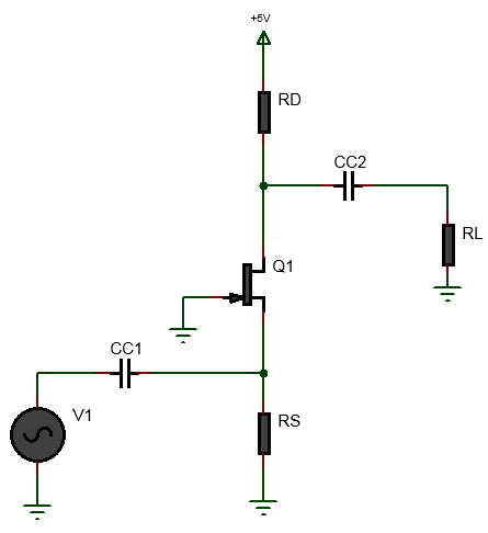 common gate JFET amplifier circuit diagram