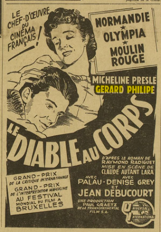 Ce Soir (13 septembre 1947) publicité "Le Diable au corps"