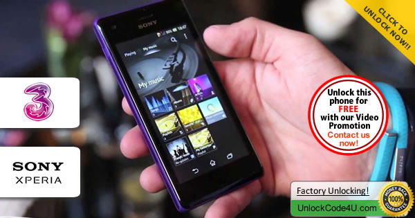Factory Unlock Code Sony Xperia M from Three Network