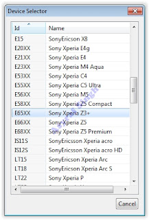 device selector - flashtool xperia