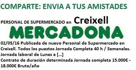 Lanzadera de Empleo Virtual Tarragona.Oferta Mercadona Creixell