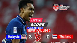 Live skor sementara pertandingan semifinal leg 2 Piala AFF 2022 Thailand vs Malaysia 3 - 0