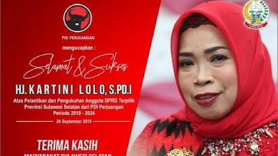 Survey Ketokohan Melejit, Hj.Kartini Lolo Resmi Jabat Ketua DPC PDI Perjuangan Kabupaten Pinrang