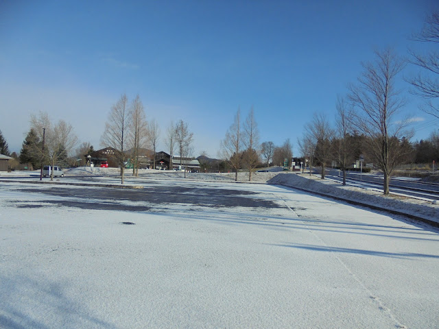 大山ガーデンプレイス駐車場も美しい雪景色