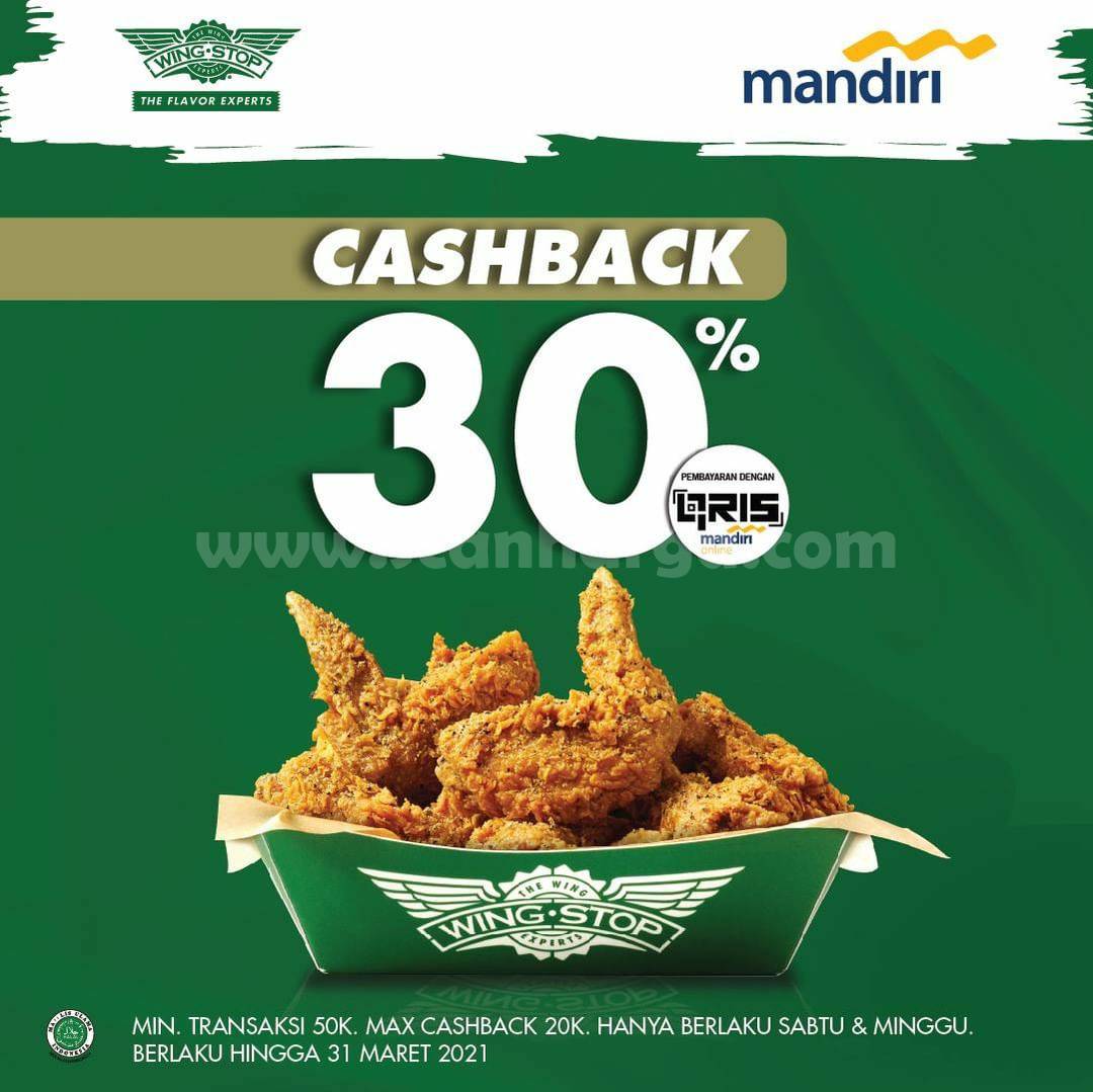 WINGSTOP Promo Cashback 30% dengan QRIS Mandiri Online