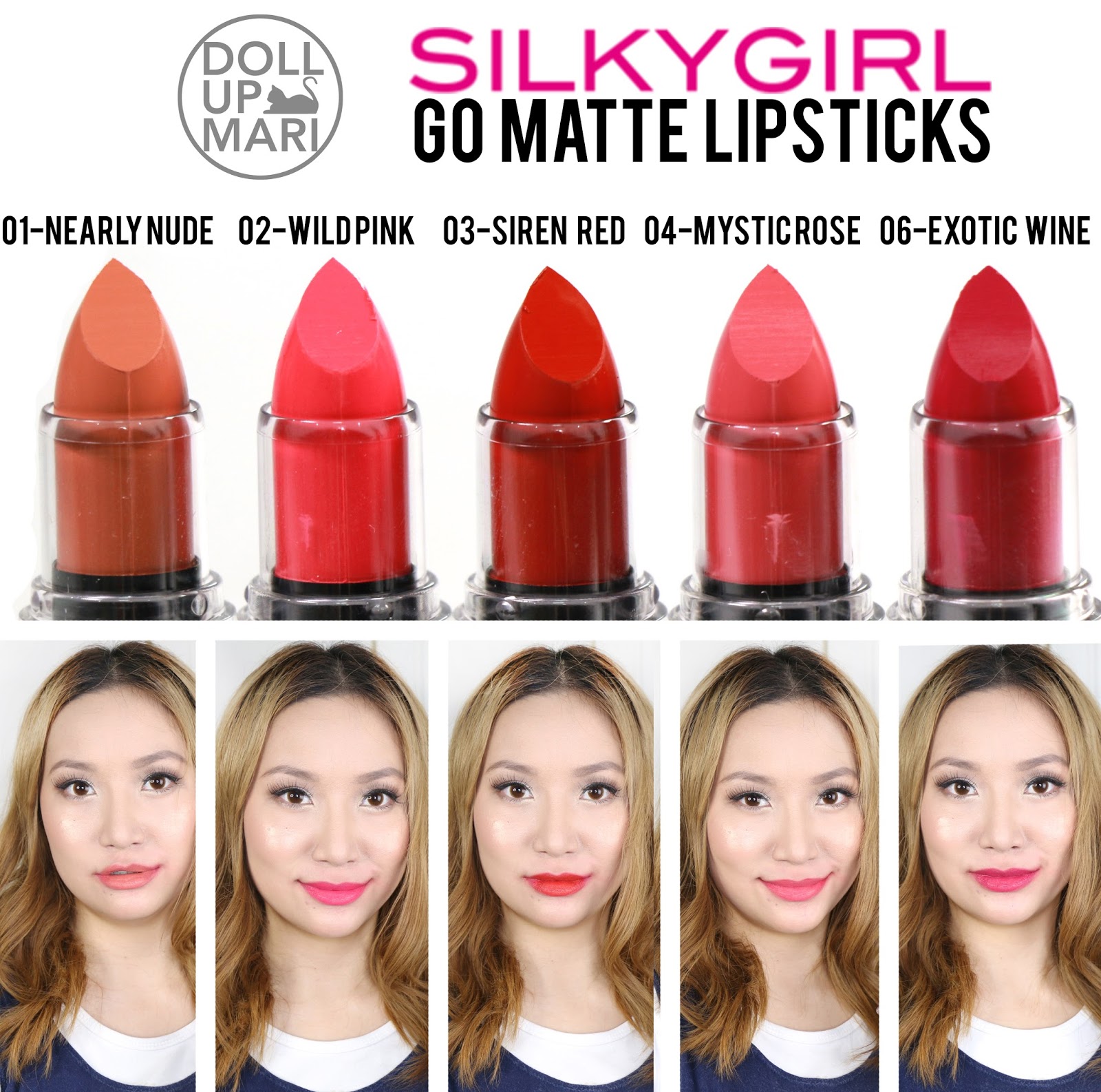 Silkygirl Go Matte Lipsticks Review and Swatches | Doll Up