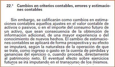 NRV 22ª PGC cambios estimaciones contables