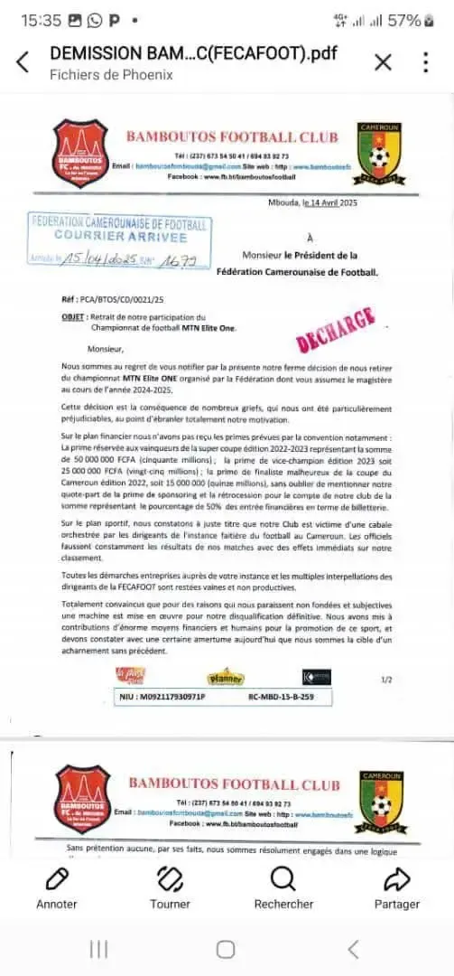 décharge du courrier annonçant leur retrait