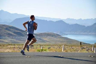 Man running on a road