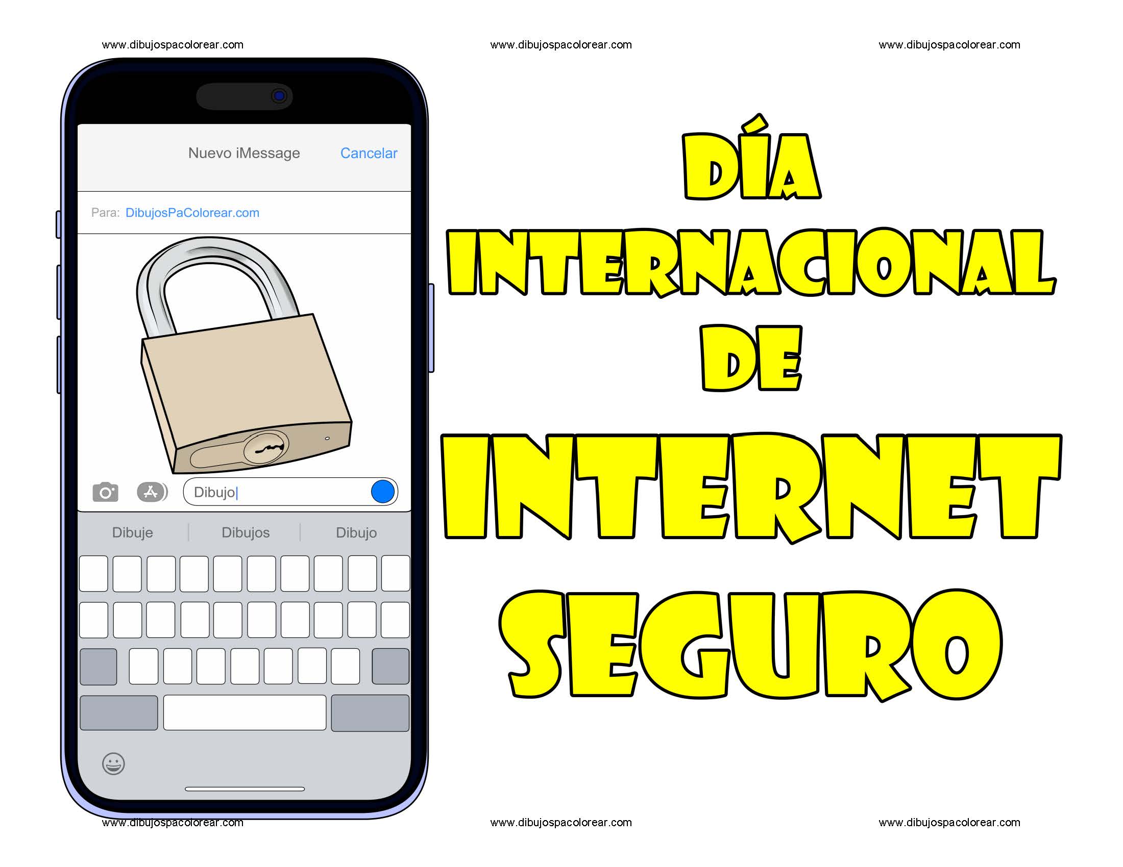 Día Internacional de Internet Seguro dibujo a color y para colorear