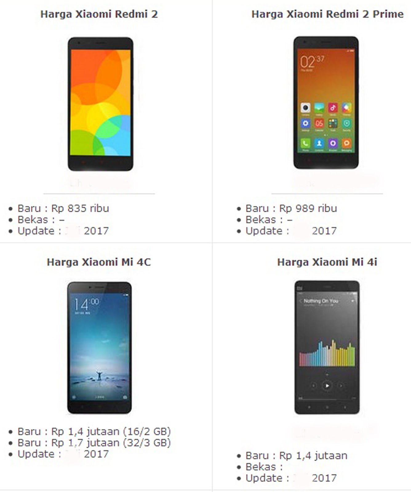 Harga Xiaomi Update Bulan Ini  Info Ponsel Terbaru