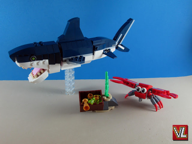 Set LEGO Creator 3in1 31088 Deep Sea Creatures - Tubarão com caranguejo e tesouro