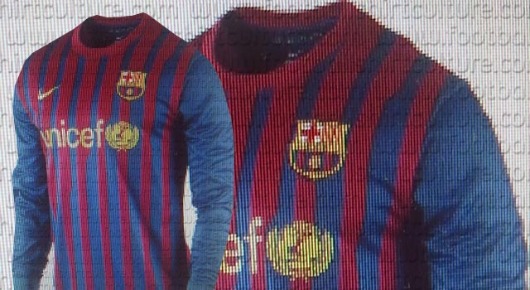 Barcelona's 2011 12 home shirt design which was leaked