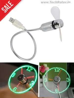 Mini USB fan with LED Clock