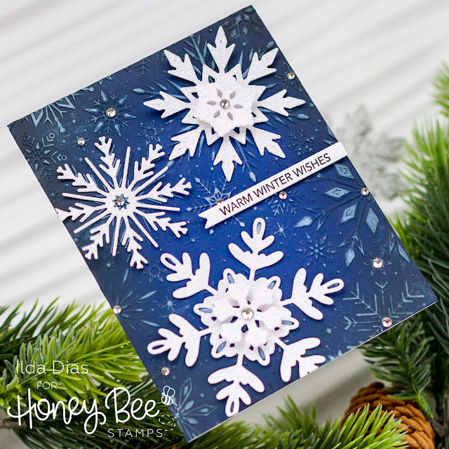 Warm Winter Wishes, Snow Flake Card, Honey Bee Stamps, how to,handmade card,Stamps,ilovedoingallthingscrafty,stamping, diecutting,cardmaking, Holiday Wishes Release, 3D Embossing Folder,Lovely Layers