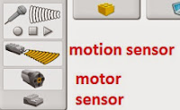 Lego Wedo Connection tab showing motor and sensor connected