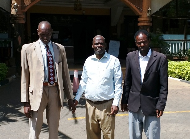Pastor Wilson and Pastor Koech meeting outside Nairobi lodge