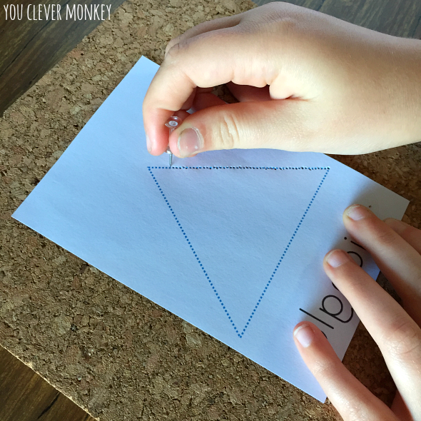 Developing Fine Motor Skills in Preschoolers - learn about 2D shapes while building fine motor strength and control. Free printable with all the basic 2D shapes ready to use | you clever monkey