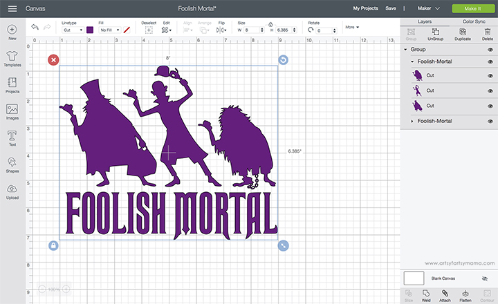 Foolish Mortal Shirt with Free Cut File in Cricut Design Space