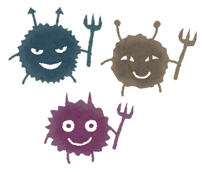 細菌 ばい菌のイラスト 悪い顔のキャラクター かわいいフリー素材集 いらすとや
