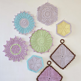 ByHaafner, crochet, potholder, doily, pastel, popcorn stitch