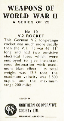 1962 Northern Co-operative Society : Weapons of World War II #10 - V-2 Rocket