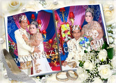 Frame Wedding keren dengan cincin dan mawar putih