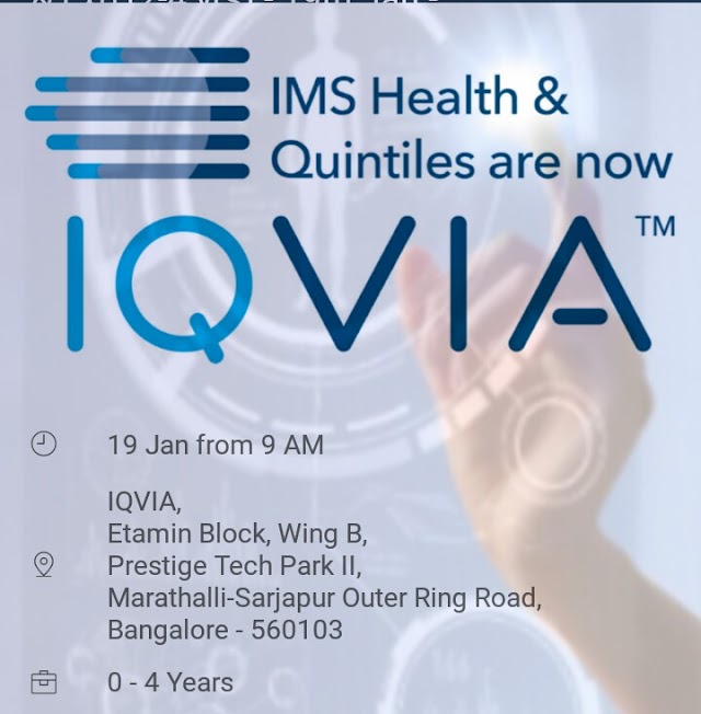 IQVIA | Walk-In for Pharmacovigilance (Fresh &Exp) | 19th Jan 2019 | Bangalore