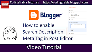 Blogger: how to enable search description meta tag in post editor