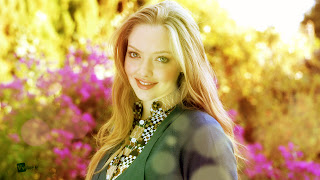 Amanda Seyfried Between Purple Flowers HD Wallpaper