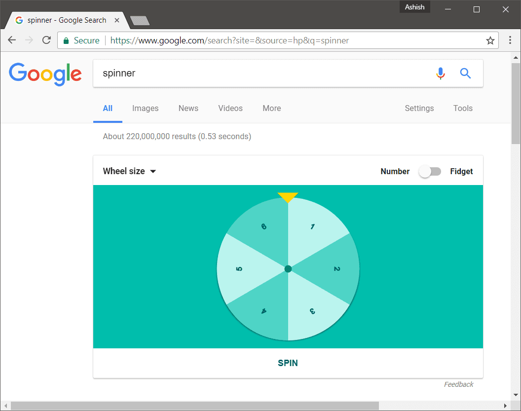 Play Virtual Fidget Spinner Simulation Game in Google Search