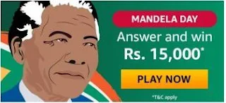 Amazon Mandela Day Quiz Answers - Win Rs.15,000 Amazon Pay Balance