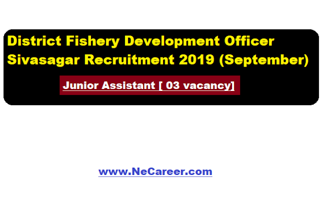 District Fishery Development Officer ,Sivasagar Recruitment 2019 (Sep) | Junior Assistant [ 03 vacancy] 