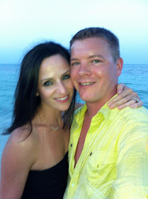 me and my sweet man right after he proposed on the beach at sunset!