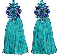 ARETES BORLAS LARGOS VIP BODA TURQUESA BY LITTATV