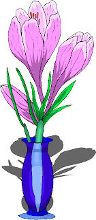 Purple Flowers in a Blue Vase Clipart