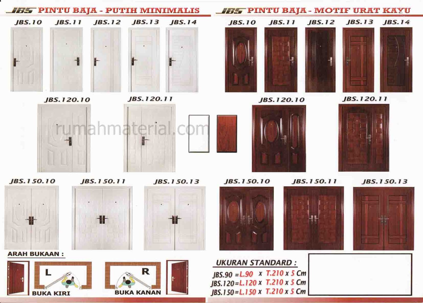 JBS DOOR Pintu  Baja Finish Motif  Urat Kayu Rumah  Material
