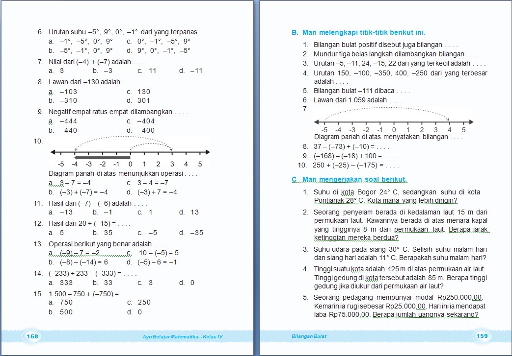 Soal Latihan Bilangan Bulat Sd Kelas 5