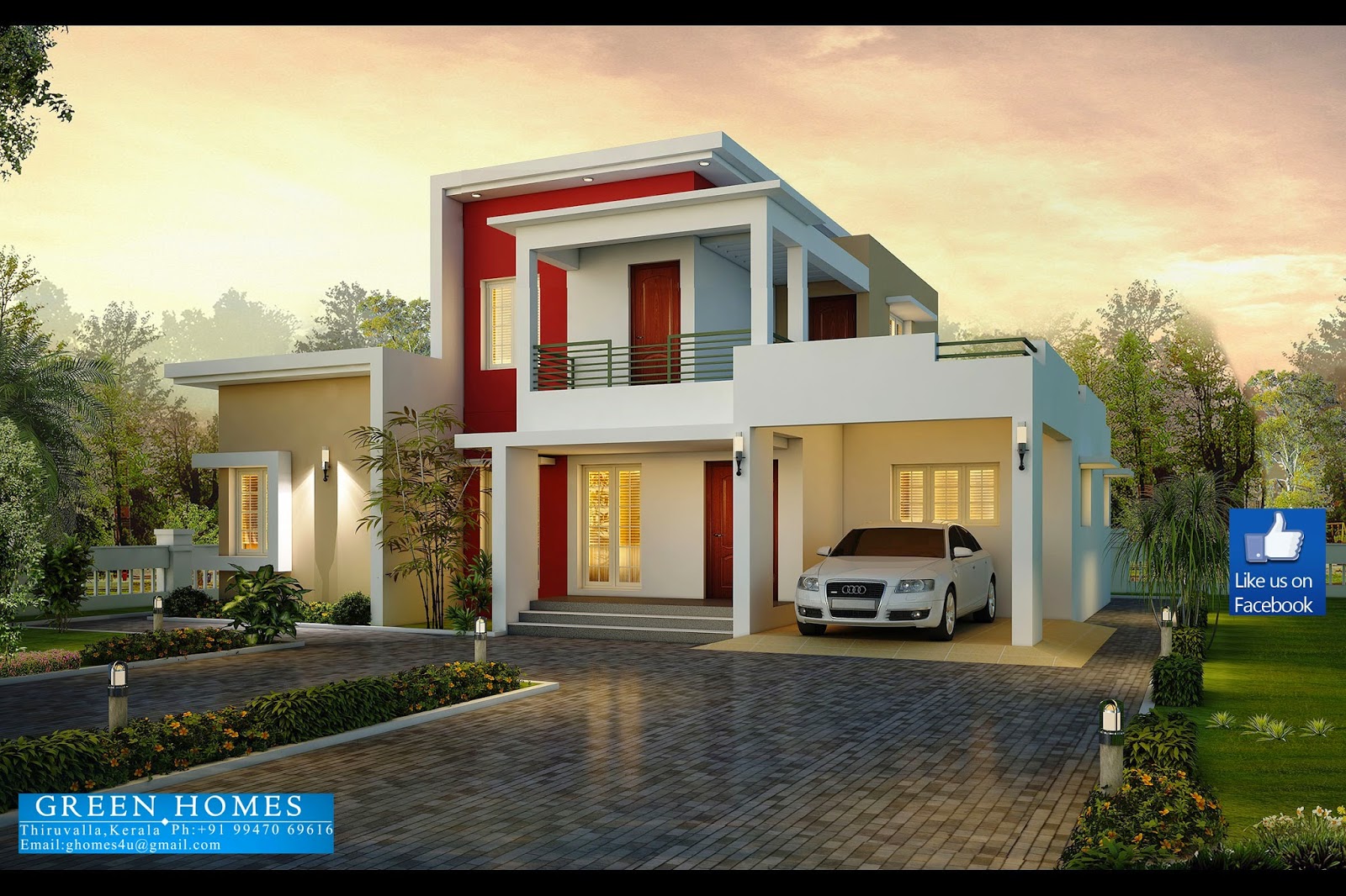 Green Homes  Contemporary Model  House  in 2100 Sq feet