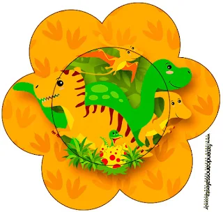 Dinosaurs Party:  Flower Invitation.